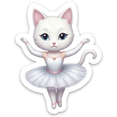 Ballerina white cat sticker