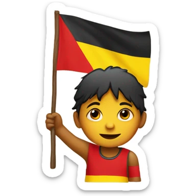 Child holding Aboriginal flag sticker