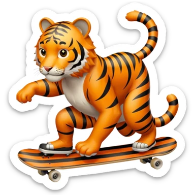 Tiger skateboarding  sticker
