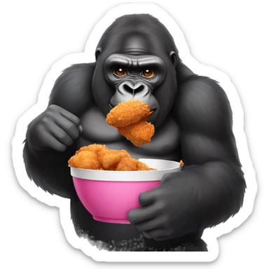 Gorilla eating fried chicken sticker