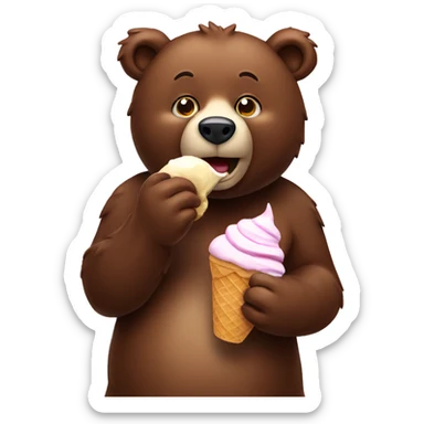 bear eating icecream sticker