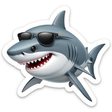 cool shark with white teeth and black sunglasses sticker