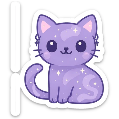 Remove the background, keep the charming purple galaxy gothic cat with earrings and transparent background, no background visible. sticker