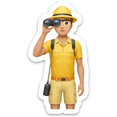 Male lifeguard – yellow shirt, binoculars in hand, scanning the sea, full body sticker