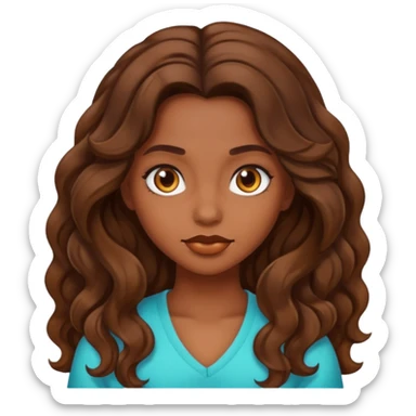 Baddie girl with brown long wavy hair sticker