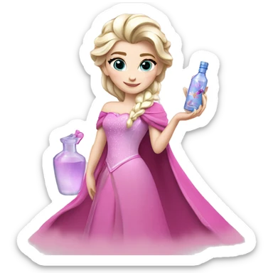 Complete Elsa with elixir bottle, pink colours sticker