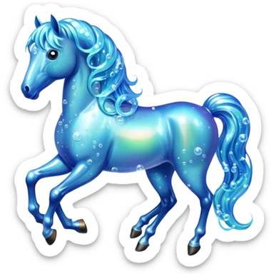 A magical horse made entirely of transparent bubbles and water, with a flowing mane of small bubbles

 sticker