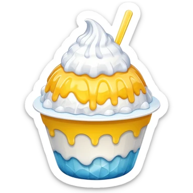 refreshing white shaved ice with yellow syrup drizzle sticker