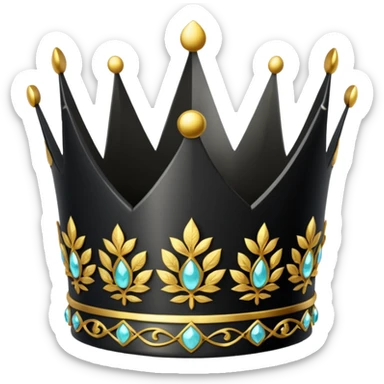 eine schwarze krone mit ein wenigen verzirten goldblätter  sticker