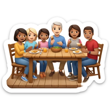 family having dinner sticker