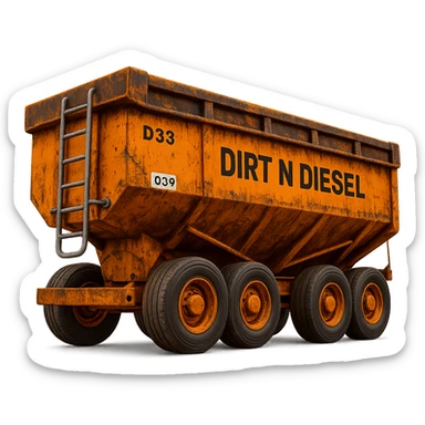 Make the dump end trailer more detailed while keeping the words 'Dirt n Diesel' visible. Preserve the emoji style look and feel. Remove the background. sticker