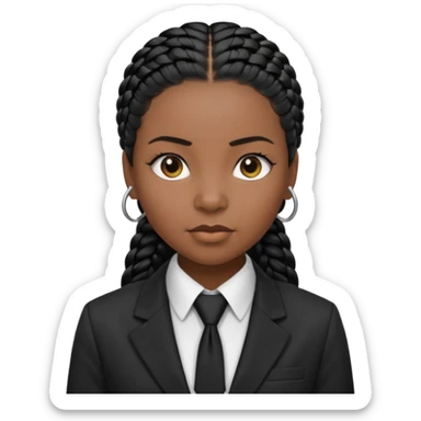 cornrows black haired black woman with tie and blazer sticker