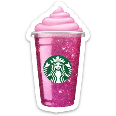 Pink glass starbucks cup glitter sticker