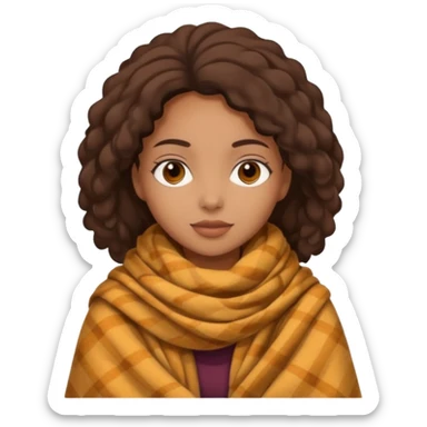 Cozy mixed girl in blanket for fall sticker