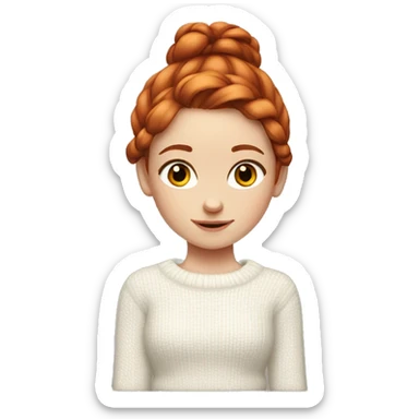 Red-haired girl in low ponytails with pale skin white sweater sticker