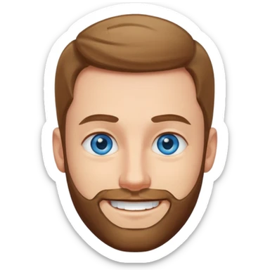 homme yeux bleus presque chauve et une barbe courte moins de chevaux et sourir sticker