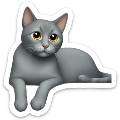 Grey cat sits on a couch sticker