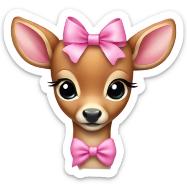 Cute baby deer wearing a pink bow sticker