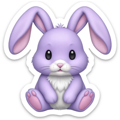 Lavender bunny with floppy ears  sticker