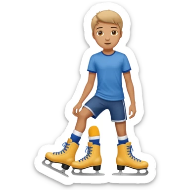 Handsome high school student boy hold skating boots sticker