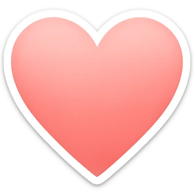 heart with a soft watermelon pink gradient, digital illustration, no background sticker