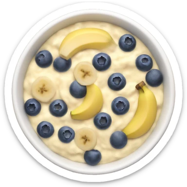 Porridge bowl with banana pieces and blueberry sticker