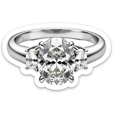 Silver ring with oval diamond sticker