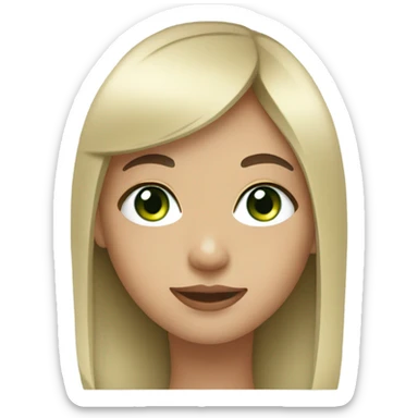 light skin girl with green eyes and black straight hair and bangs sticker