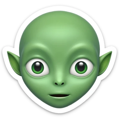 A cute alien face with two white eyes, no antennae, no nostrils sticker