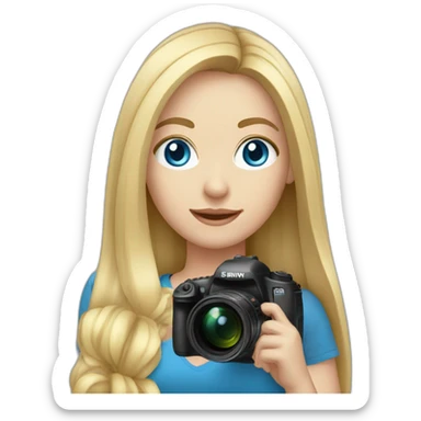 female-photographer-taking-a-picture-light-skinned-long-hair blue eyes sticker