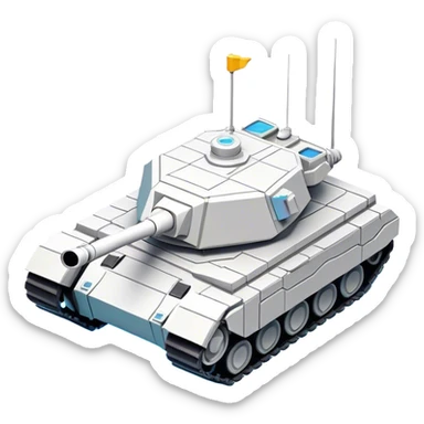 Clash of Clans aesthetic: Cinematic Playful 3D Isometric Space Tank Emoji, rendered in a 3D vector-style similar to standard emojis with minimal shading and bold, simplified shapes. A compact, distinct form with signature details, softly glowing with a futuristic sci-fi warfare charm. Simplified yet unmistakably iconic, highly detailed and consistent, glowing with a soft radiance and high shine. Stylized with a touch of high-tech brilliance and a soft glowing outline, capturing the essence of a beloved gaming relic with a friendly, playful manner! sticker