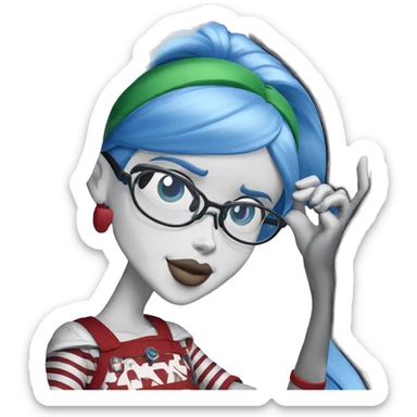 blue haired girl with glasses sticker