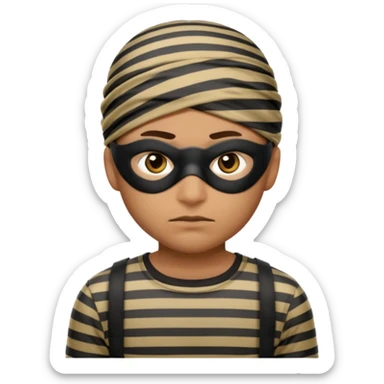 A theif robber emoji,Stripped shirt,eye mask. sticker