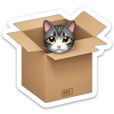 8-bit Cat peeking out of a box sticker