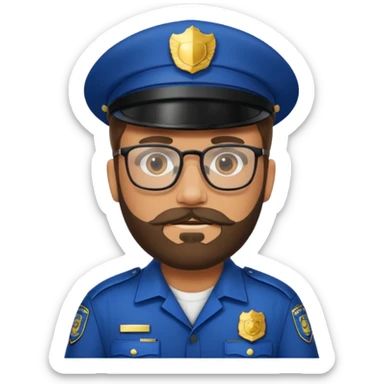 Police officer with glasses and beards sticker