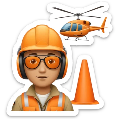 flying helicopter orange cone man sticker