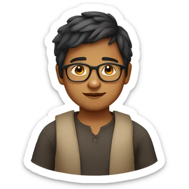 Indian boy with overweight and glasses  sticker