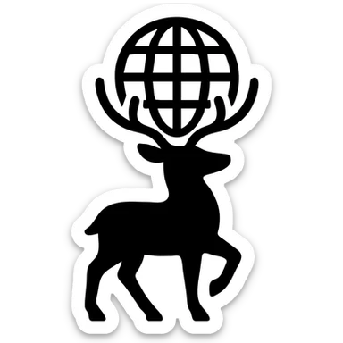 A deer holding the Earth on its antlers sticker