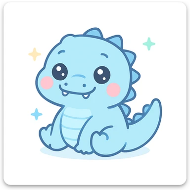 Make the baby crocodile blue, keep the kawaii style with big eyes and chubby cheeks. sticker