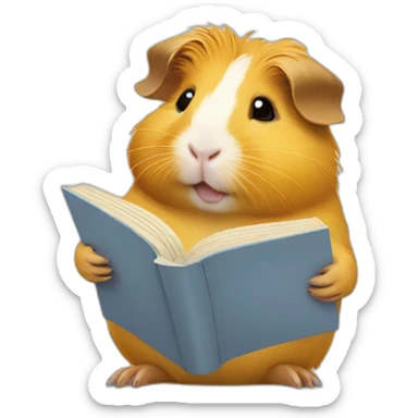 yellow guinea pig reading a book sticker