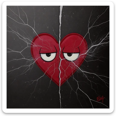 emo heart with a crack sticker