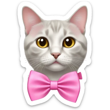 British short hair cat with pink bow tie sticker