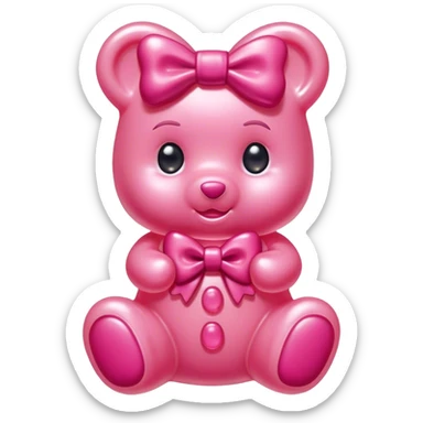 pink girl gummy bear with bow sticker
