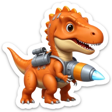 rocket-propelled dinosaur portrait, head and shoulders only, cute T-rex face, rocket pack visible behind shoulders, glowing thrusters, 3D cartoon, mobile game icon style, clean background, no text, no watermark sticker