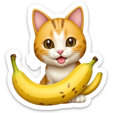 a cat eating banana sticker