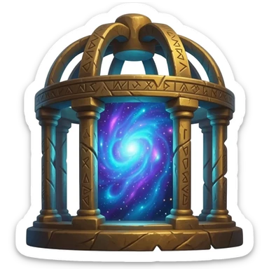 colossal magical relic cage containing swirling nebula energy sticker