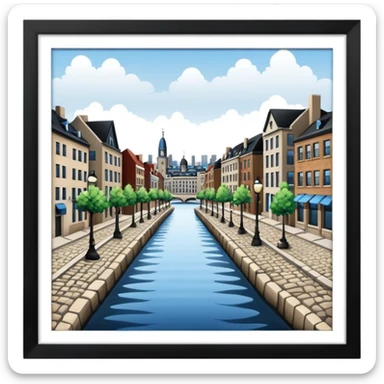 Montreal’s Old Port with cobblestone streets and river sticker
