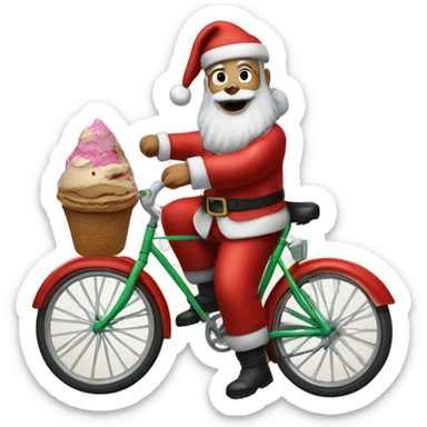 Santa claus with bicicle and ice cream  sticker