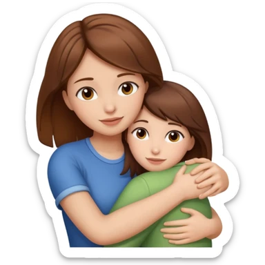 Bishon in hug with girl with brown hair  sticker