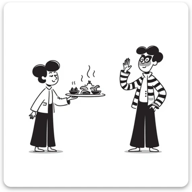 playful doodle illustration of 'Tung tung iftar' and 'bobrito bandito' together, featuring whimsical hand-drawn elements, black doodle style sticker